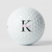 Personaliseer Hot Pink Script Naam Titleist Pro V1 Golfballen (Voorkant)