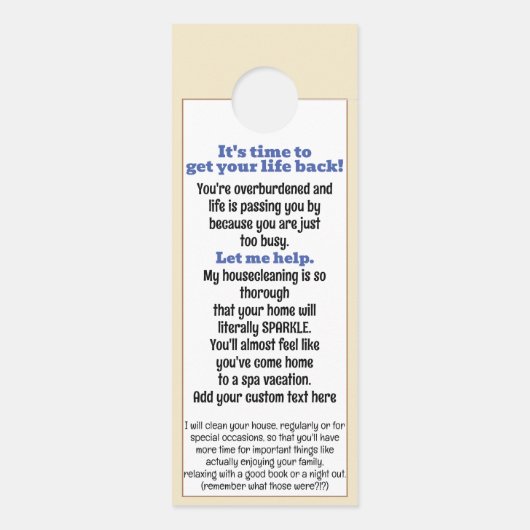 Personaliseer Housecleaner Promo Flyer Housecleani Deurhanger (Achterkant)