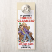 Personaliseer Housecleaner Promo Flyer Housecleani Deurhanger (Op knop)