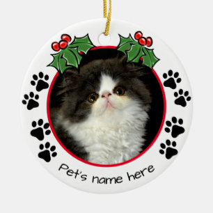 Personaliseer huisdier Kat / Hondenpoot print foto Keramisch Ornament