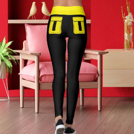 Personaliseer huisdier kat liefde naam zwart geel  leggings