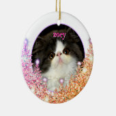 Personaliseer huisdier ornament roze mousserende g (Rechts)