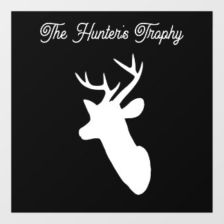 Personaliseer Hunters Trophy Deers Head Black Back Raamsticker