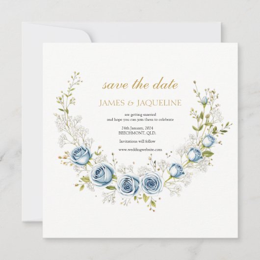 Personaliseer Huwelijk Save the Date Rozenkrans (Voorkant)