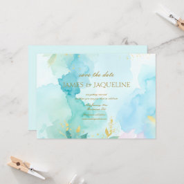Personaliseer Huwelijk Save the Date Waterverf bla