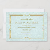 Personaliseer Huwelijk Save the Date Waterverf bla (Voorkant)