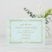 Personaliseer Huwelijk Save the Date Waterverf bla (Staand voorkant)