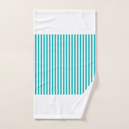 Personaliseer huwelijkscadeau Blauwgroen gestreept Bad Handdoek (Handdoek)