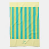 Personaliseer huwelijkscadeau geel gestreept geel theedoek (Verticaal)