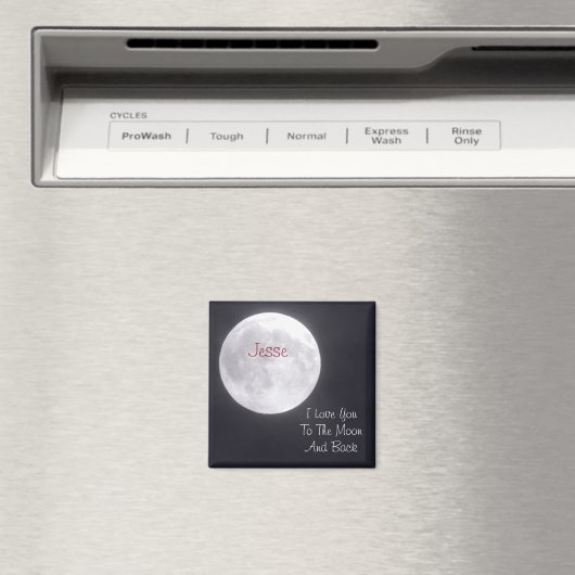 Personaliseer I Love you to the Moon en Back Magne Magneet (Insitu (Vaatwasser))