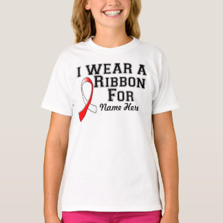 Personaliseer Ik Draag een Rode en Witte Lint T-shirt