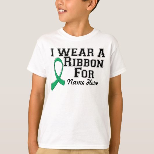 Personaliseer ik een Emerald Green Ribbon heb Draa T-shirt (Voorkant)