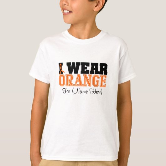 Personaliseer ik het Oranje lint-leukemie Draag T-shirt (Voorkant)