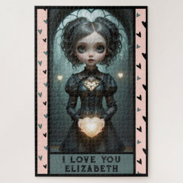 Personaliseer, IK HOU VAN JE schattige harten meis Legpuzzel