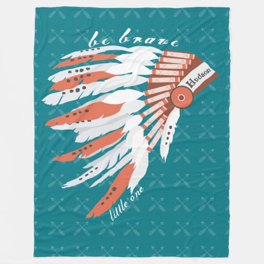Personaliseer Indian Feather Headdress Pijl Patroo Fleece Deken (Voorkant)
