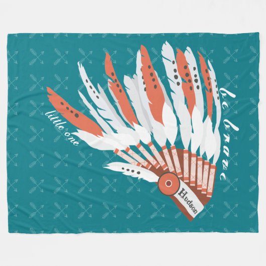 Personaliseer Indian Feather Headdress Pijl Patroo Fleece Deken (Voorkant (Horizontaal))