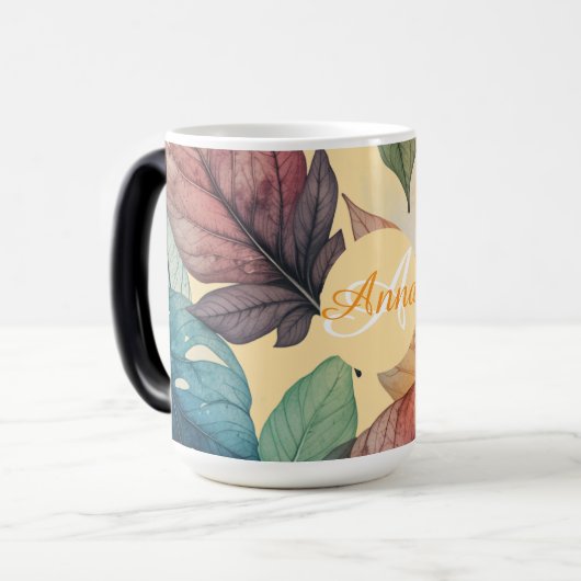 Personaliseer Initiaal & Naam Herfst verlaat mok (Voorkant links)