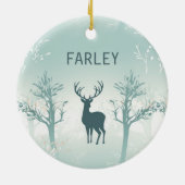 Personaliseer Jaar & Naam - Herten en Boom Patroon Keramisch Ornament (Achterkant)