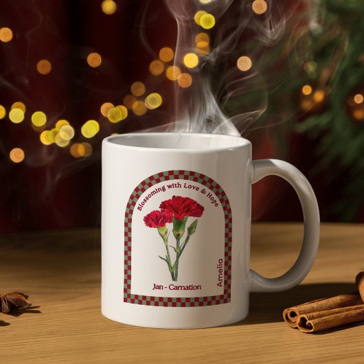 Personaliseer Januari Geboortemaand Flower Coffee  Koffiemok