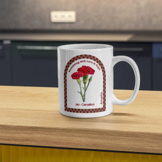Personaliseer Januari Geboortemaand Flower Coffee  Koffiemok