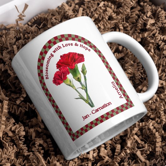 Personaliseer Januari Geboortemaand Flower Coffee  Koffiemok