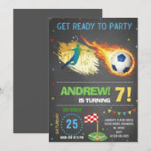 Personaliseer je digitale voetbal verjaardagsfeest kaart (Voorkant / Achterkant)