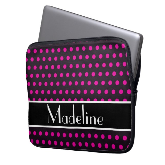 Personaliseer je eigen abstract met stippen laptop sleeve (Voorkant Links)