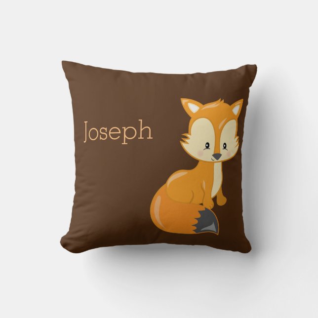 Personaliseer je eigen Cute Woodland Baby Fox Kussen (Voorkant)