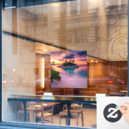 Personaliseer je eigen Zee strand op zonsondergang Raamsticker