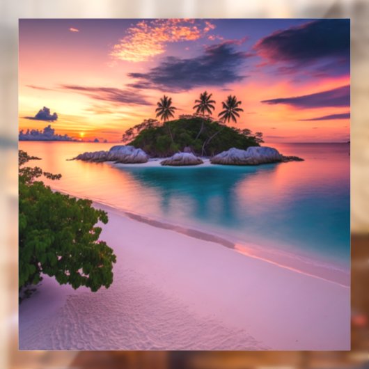 Personaliseer je eigen Zee strand op zonsondergang Raamsticker (Vel 2)