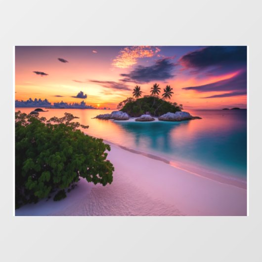 Personaliseer je eigen Zee strand op zonsondergang Raamsticker (Vel)