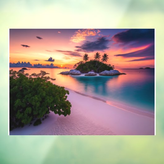 Personaliseer je eigen Zee strand op zonsondergang Raamsticker (Vel 3)