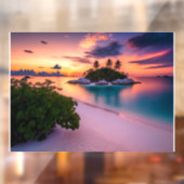 Personaliseer je eigen Zee strand op zonsondergang Raamsticker (Vel 2)