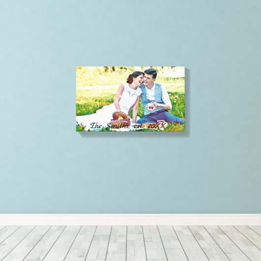 Personaliseer je favoriete trouwfoto op canvas afdruk (Insitu (Houten vloer))
