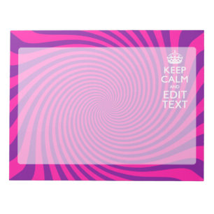 Personaliseer je Keep Calm-tekst op roze spiraal Notitieblok