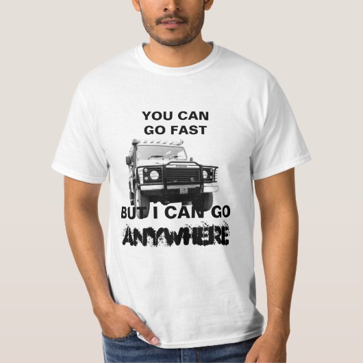 Personaliseer je snel en ik kan overal heen 4x4 t-shirt (Voorkant)