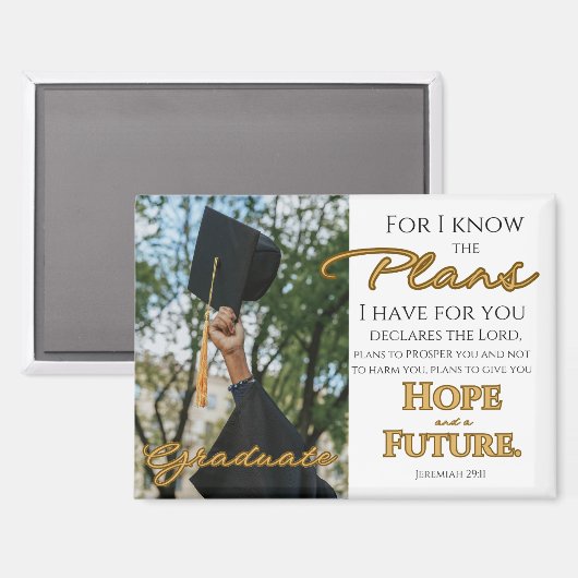 Personaliseer Jeremia 29:11 Afstudeerder Pet Schri Magneet (Voorkant / Achterkant)