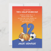 Personaliseer Jongen 12e Verjaardag Leuke Sportbal Kaart (Voorkant)