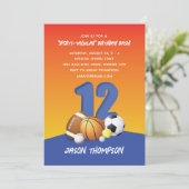 Personaliseer Jongen 12e Verjaardag Leuke Sportbal Kaart (Staand voorkant)