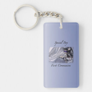 Personaliseer, Jongen, Eerste Communie Blauw Sleutelhanger