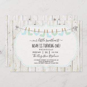 Personaliseer jongen Valentine Day First Birthday Kaart