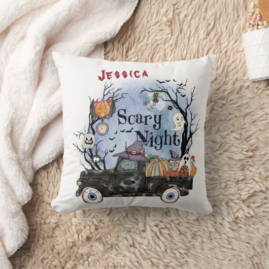 Personaliseer Jouw naam Halloween Scary Night Kussen (Deken)
