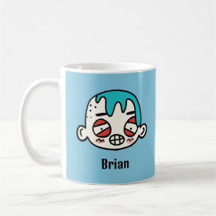 Personaliseer Jouw naam met een Funny Cartoon Face Koffiemok