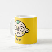 Personaliseer Jouw naam met een Funny Cartoon Face Koffiemok (Voorkant links)