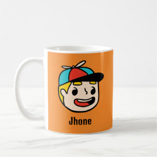 Personaliseer Jouw naam met een Funny Cartoon Face Koffiemok