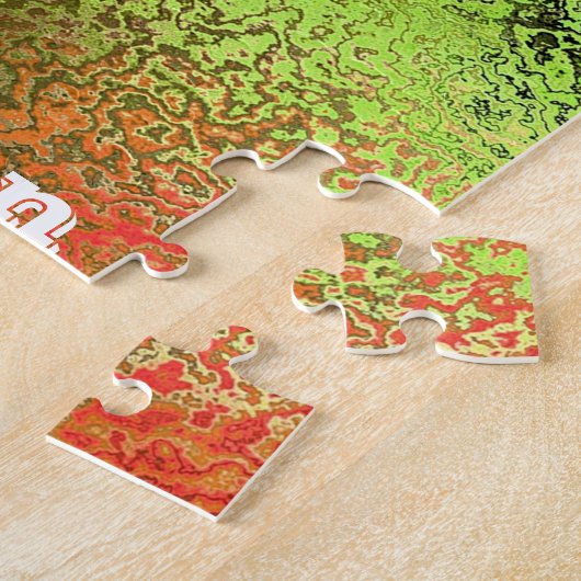 Personaliseer Jouw naam Shades Sinaasappel & Groen Legpuzzel (Zijkant)