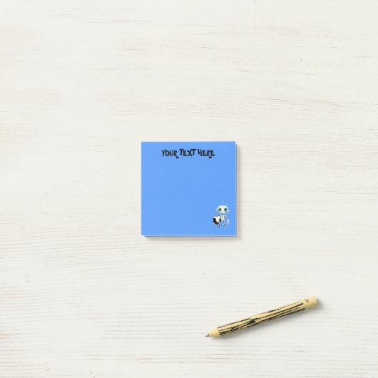 Personaliseer Jouw naam tekst Blue Robot Post-it® Notes (Op bureau)