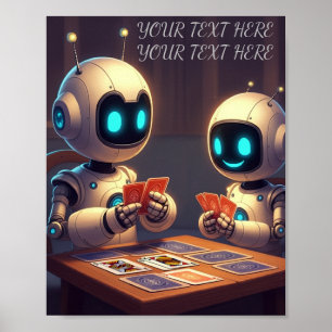 Personaliseer Jouw naam Tekst Leuke Robot Kaart Sp Poster