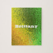 Personaliseer Jouw naam tinten geel groen Legpuzzel (Verticaal)