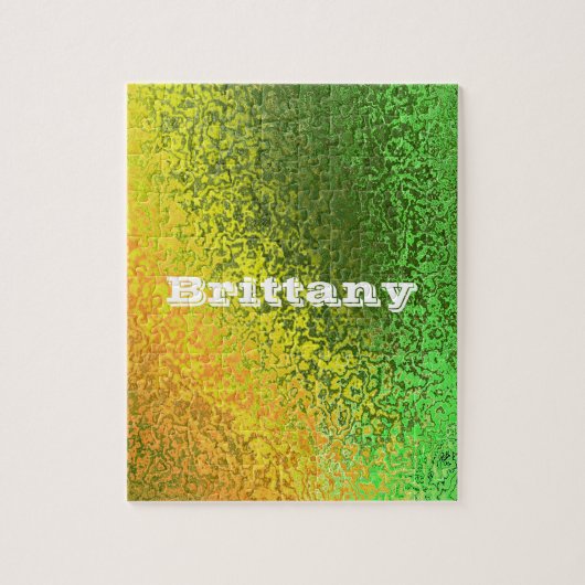 Personaliseer Jouw naam tinten geel groen Legpuzzel (Verticaal)